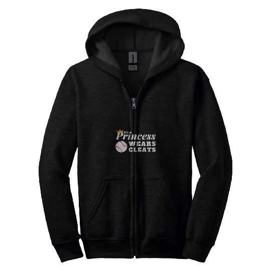 my princess wears cleats funny baseball softball mothers mom 5 Zip Hoodies