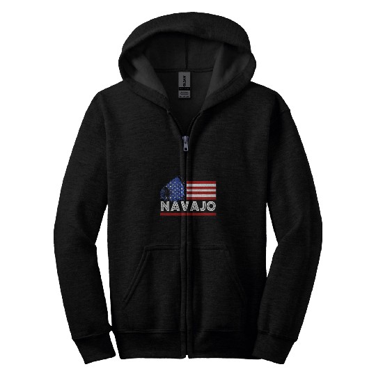 Navajo Tribe Pride Indigenous Native American USA Flag Zip Hoodies