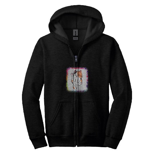 Kawaii Cat Daddy Mommy Boy Girl Funny Tie Dye Bleached Zip Hoodies