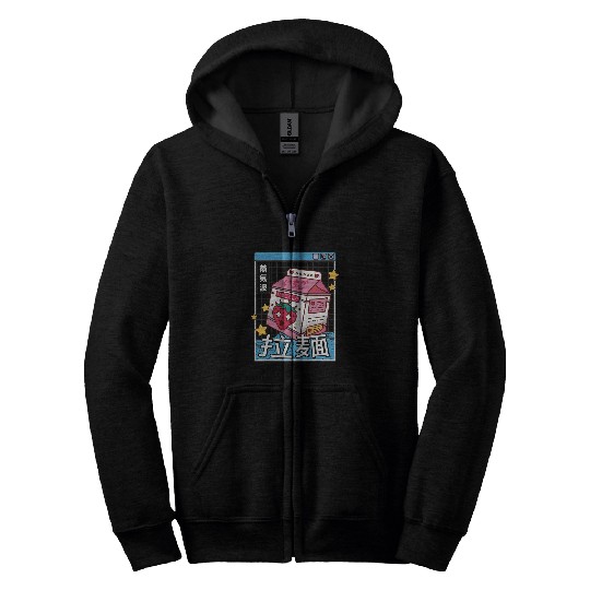 Strawberry Milk Digital Japan Style Otaku Anime Vaporwave Zip Hoodies
