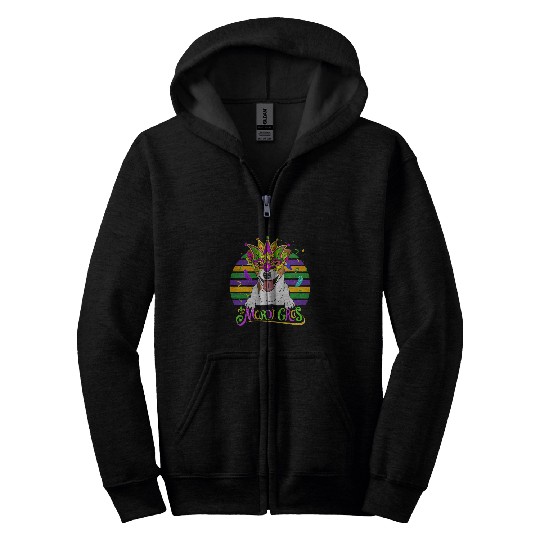 Jack Russel Terrier Dog Dad Mom Lover Funny Mardi Gras Party Zip Hoodies
