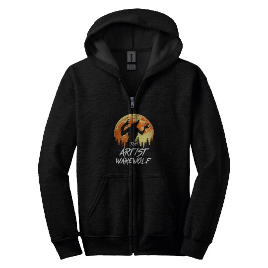 The Artist Werewolfs Halloween Art Trick or Treat Designer Zip Hoodies