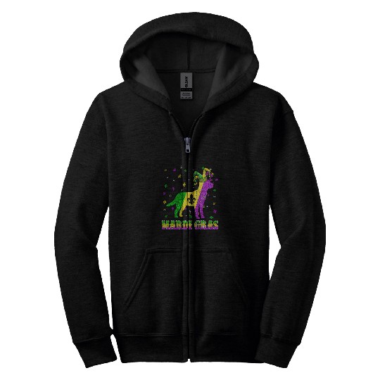 Labrador Lab Dog Mardi Gras Carnival Jester Beads Zip Hoodies