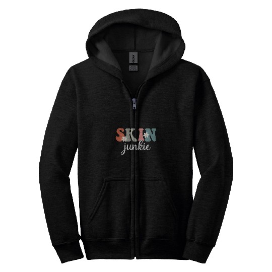 Skin Junkie Skin Esthetician Skincare Groovy For Women Girls Zip Hoodies
