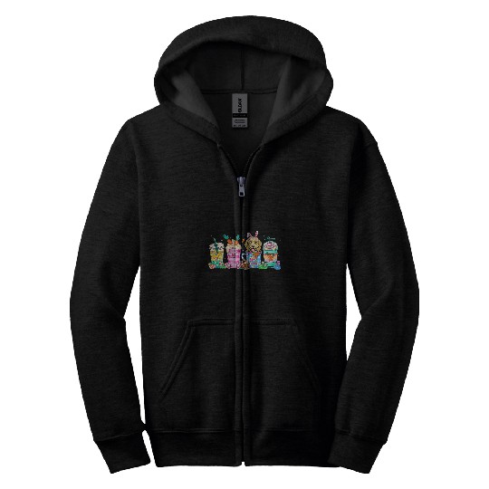 Poodle Dog Coffee Lover Easter eggs Easter Bunny Zip Hoodies