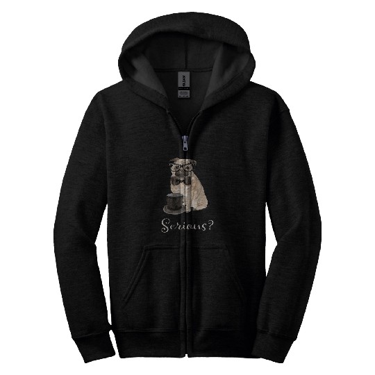 Serious Pug Zip Hoodies