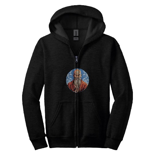 Lao Tzu 8 Bit 1 Zip Hoodies