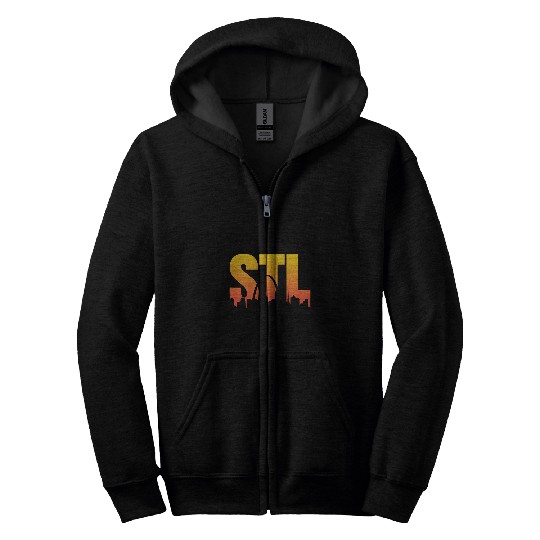 STL Skyline Art St Louis Arch Missouri Souvenir Zip Hoodies