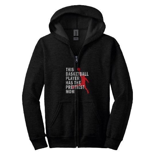 This Basketball Player Has The Prettiest Mom Kids Basketball 1 Zip Hoodies