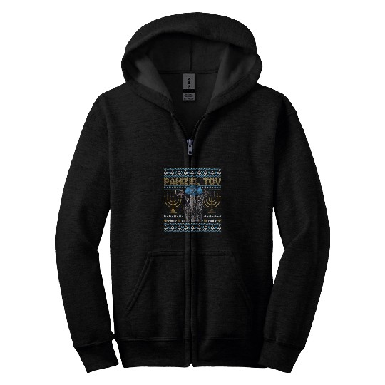Dog Grayhound Pawzel Tov Jewish Italian Greyhound Dog Funny Hanukkah Zip Hoodies