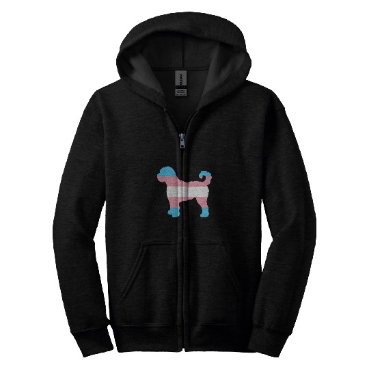 Dog Goldendoodle Trans Pride Flag Goldendoodle Dog Zip Hoodies