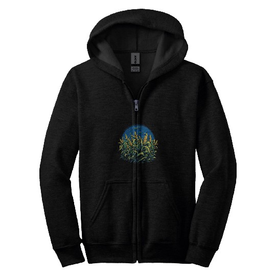 Rancher Cornfield Blue Sky Farming Animal Livestock Zip Hoodies