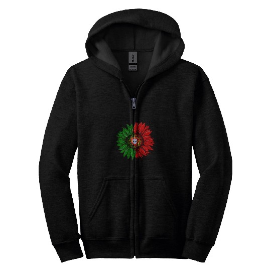 Sunflower Portugal Flag Portuguese Gift Zip Hoodies
