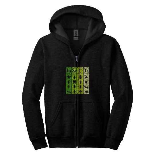 Insects Periodic Table Elements Entomologist Retro Bugs 24 Zip Hoodies