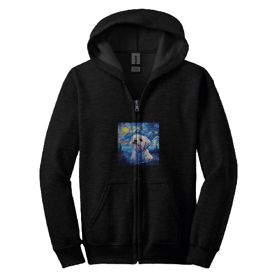 Maltese Dog Starry Night For Dog Mom Dog Dad Zip Hoodies