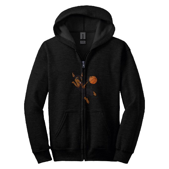 Miniature Pinscher Basketball Funny Dog Athletic Zip Hoodies
