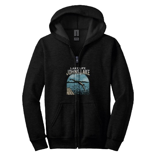 Lake Life Johns Lake Swimming Florida Swimmer Swim Camping Zip Hoodies