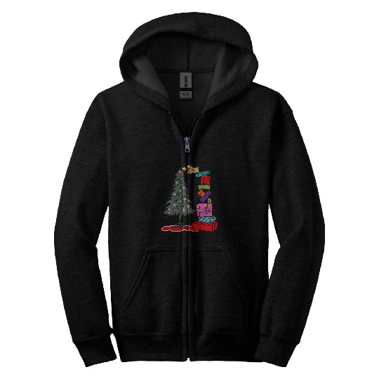pug christmas Zip Hoodies