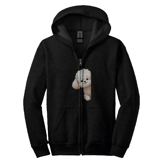 Poodle Peeking Around The Corner Cute Poodle Mom Poodle Dad Zip Hoodies