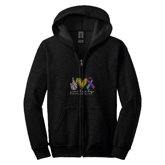 Peace Love Hope suicides Prevention Awareness Teal Purple Zip Hoodies