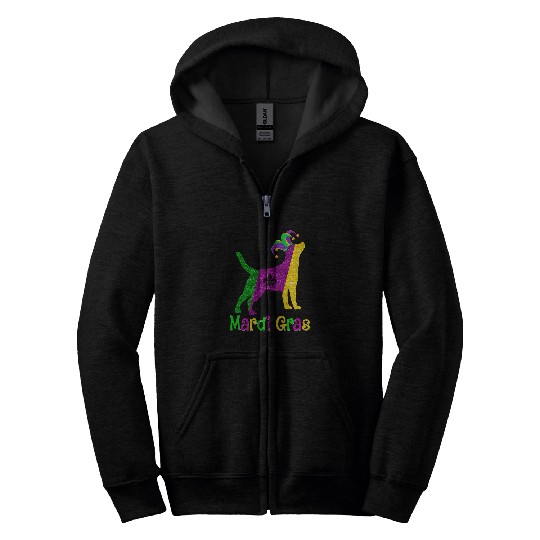 Labrador Lab Dog Lover Mardi Gras Carnival Jester Zip Hoodies