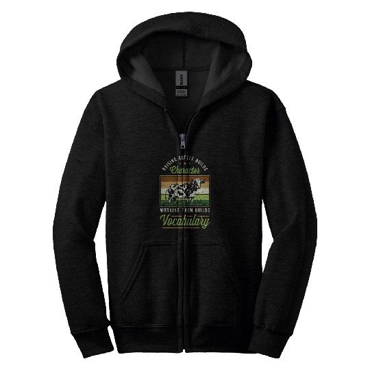 Raising Cattle Builds Character Farm Animals Cattle Farming Zip Hoodies