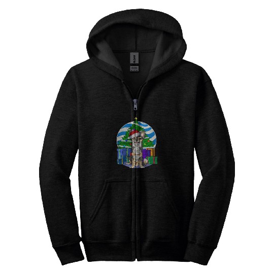 Long haired Chihuahua Santa Christmas Tree Decor Zip Hoodies
