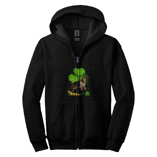 St Patricks Day Basset hound Shamrock Pet Lover Zip Hoodies
