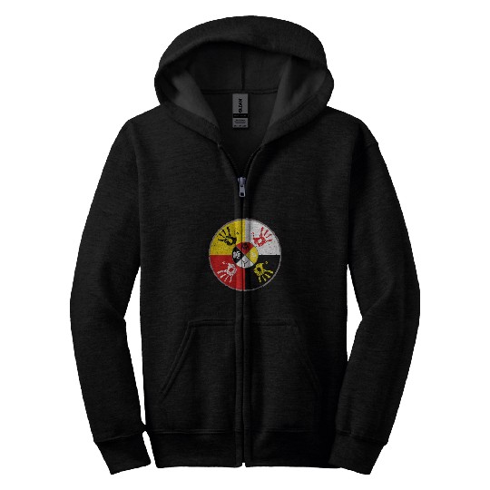 Native Americans medicines Wheel MMIW Hand Zip Hoodies