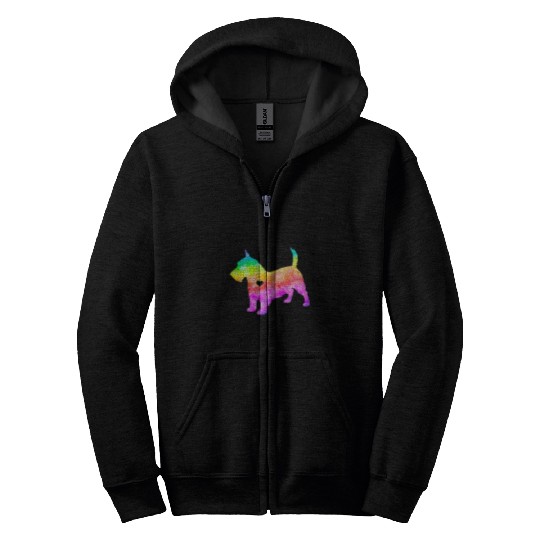 Dog Scottish Terrier Tie Dye Scottie Dog Scottish Terrier Zip Hoodies
