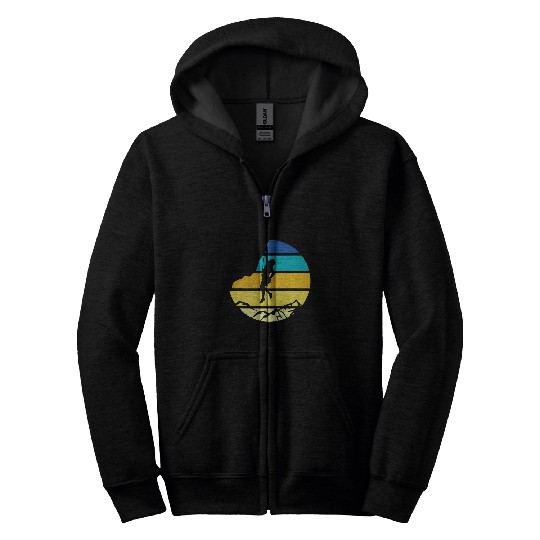 Mountain Climber Boulder Sports Hobby Retro Rock Climbing 7 Zip Hoodies