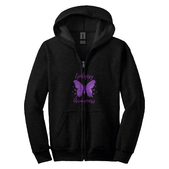 Purple Ribbon Epilepsy Awareness Zip Hoodies