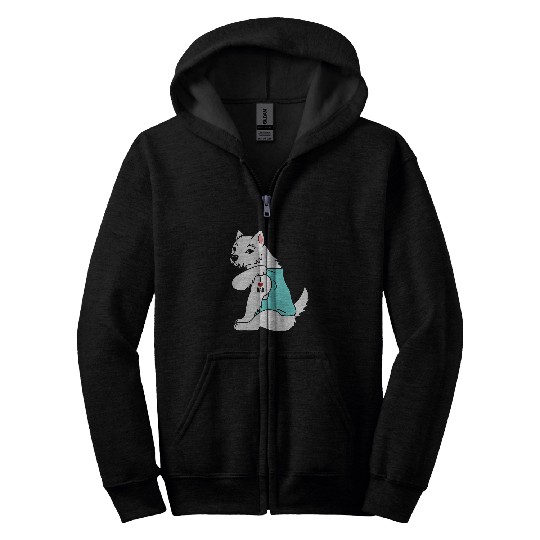 Westie I Love Dad Funny Dog Zip Hoodies
