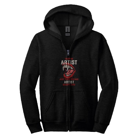 Vampire Artist Halloween Art Scary Designer Work Zip Hoodies