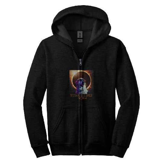 Total Eclipse 4 08 24 Great Pyrenees Dog With Glasses Zip Hoodies