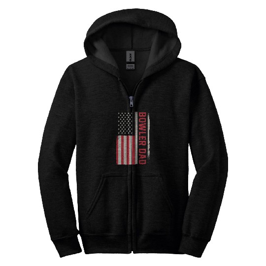 Patriotic Bowling Player Coachs Bowler Dad American Flag Zip Hoodies