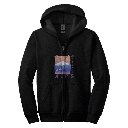 Mountain Lake Mont Blanc Nature Fan Outdoor Alps Climbing Zip Hoodies