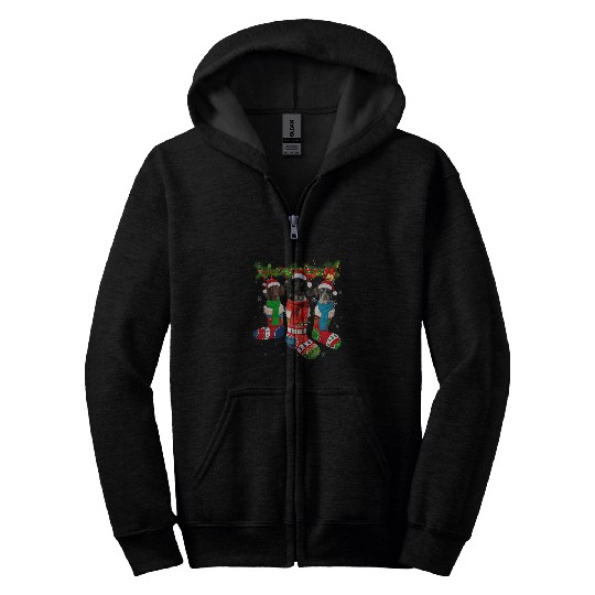 Three German Shorthaired Pointers In Christmas Socks Zip Hoodies