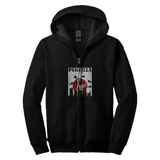 Pug Funny Pug Owner Pugzilla Dog Lover Funny Zip Hoodies