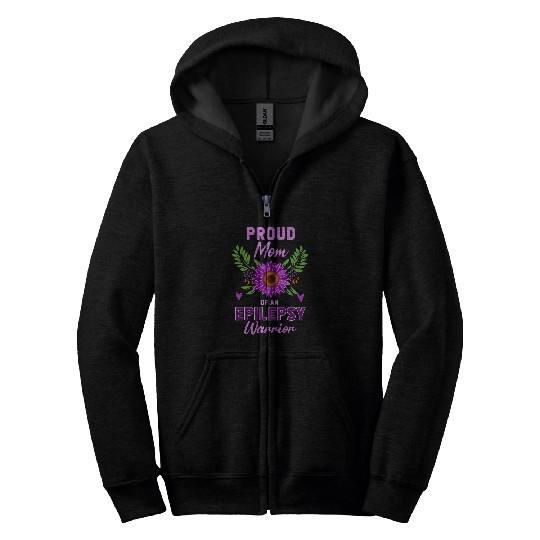 Proud Mom Purple Flower Warrior Children Epilepsy Awareness Zip Hoodies