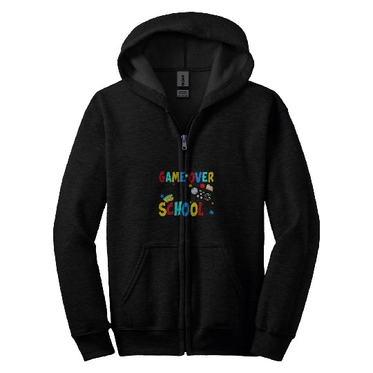 Back to School Funny Game Over Teacher Student Controller 2 Zip Hoodies