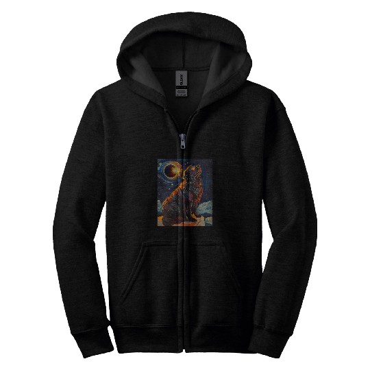 Total Solar Eclipse Newfoundland Dog 4 Zip Hoodies