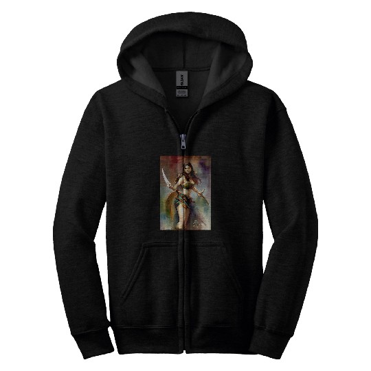 Watercolor Girl Warrior by Don Castillo Artist on FB Zip Hoodies