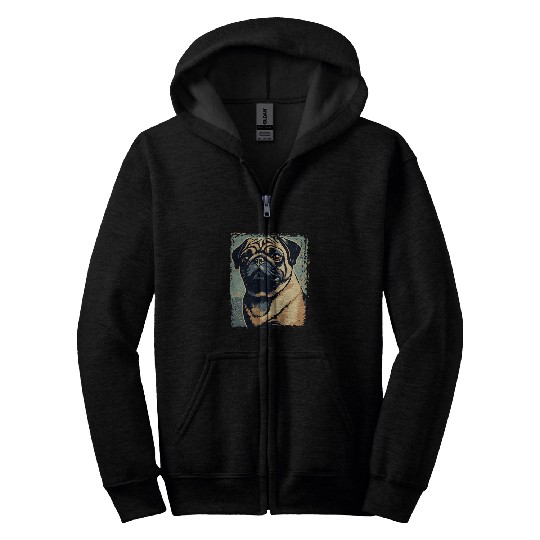 Pug Funny Pug Owner Watercolor Pug Lover Funny Zip Hoodies