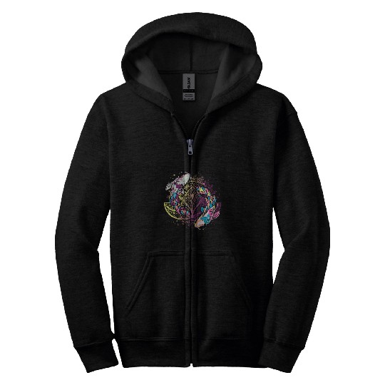Mandala Geometric Lotus Leaf Koi Japanese Art Zip Hoodies