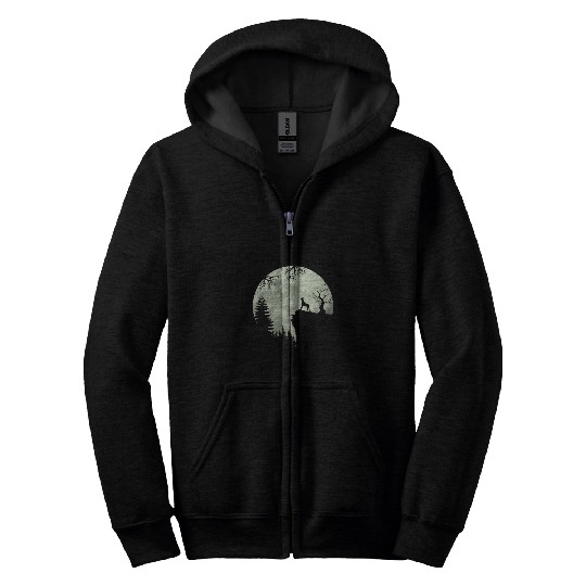 Dog Great Dane and Moon Howl In Forest Dog Halloween Party T-Shirt Zip Hoodies