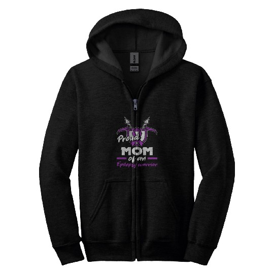 Proud Mom Of An Epilepsy Warrior Epilepsy Awareness Zip Hoodies