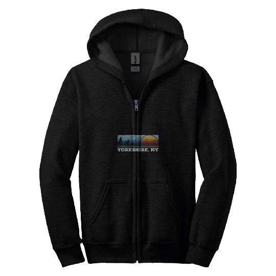 Retro Sunset Stripes Yorkshire New York Zip Hoodies