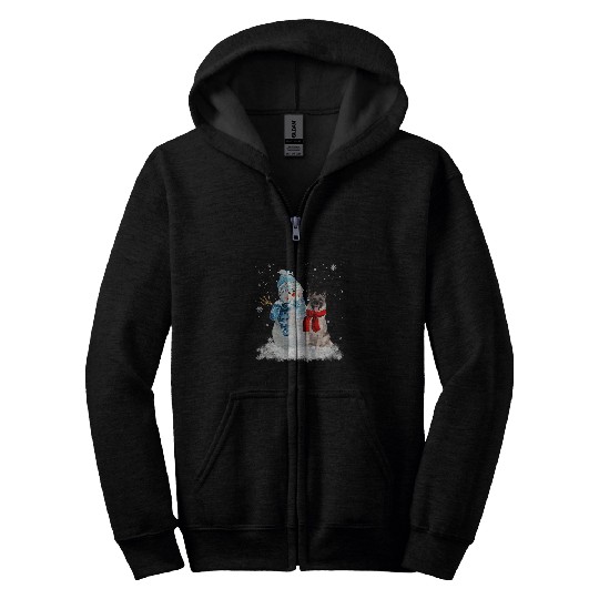 Norwegian Elkhound Dog Christmas Snowman Christmas Pajama Zip Hoodies
