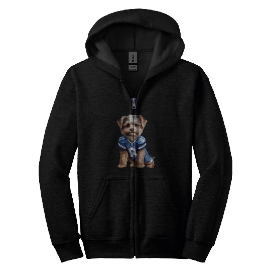 Yorkshire Terrier Football Puppy Touchdown Dog Zip Hoodies